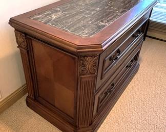 BUY IT NOW! $275.00. Call Jan at 314 960-5700. Marble top two drawer chest/file cabinet. 43 1/2" W x 23" D x 30" H.