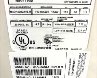 Maytag 30 pint Dehumidifier.