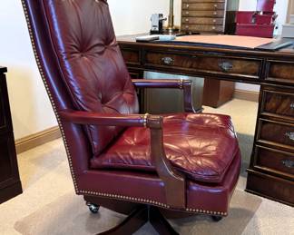 BUY IT NOW! $395.00. Call Jan at 314 960-5700. Hancock & Moore Burgundy Leather Tufted Office Chair