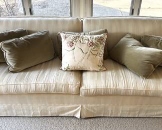 BUY IT NOW! $125.00. Call Jan at 314 960-5700. Ivory upholstered sofa. 85" W x 34" D x 28" H.