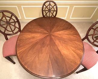 BUY IT NOW! $275.00. Call Jan at 314 960-5700. 52" Oval Pedestal base dining room table-without leaves With Two 22" leaves opens to 96"