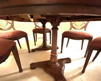 BUY IT NOW! $275.00. Call Jan at 314 960-5700. 52" Oval Pedestal base dining room table-without leaves With Two 22" leaves opens to 96"