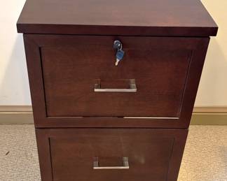 Two drawer file cabinet/w key. 19" W x 16 1/2" D x 28" H