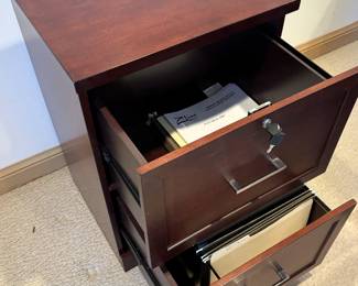 Two drawer file cabinet/w key. 19" W x 16 1/2" D x 28" H