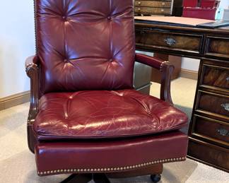 BUY IT NOW! $395.00. Call Jan at 314 960-5700. Hancock & Moore Burgundy Leather Tufted Office Chair