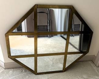 BUY IT NOW! $175.00. Call Jan at 314 960-5700. Brass Hexagon Mirror. 37 1/2" x 33"