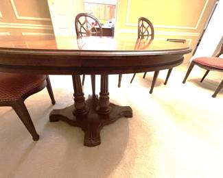 BUY IT NOW! $275.00. Call Jan at 314 960-5700. 52" Oval Pedestal base dining room table-without leaves With Two 22" leaves opens to 96"