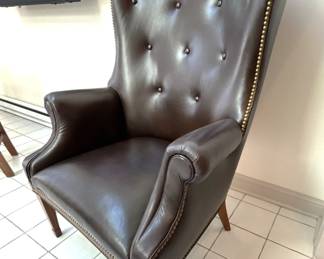 BUY IT NOW! $400.00 each. Call Jan at 314 960-5700. Beautiful Brown leather bradded & tufted wing back chair. 32" W x 32" D x 44 1/2" H.
