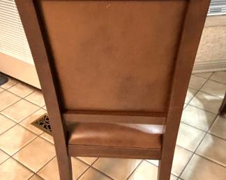 Four Ethan Allen leather & wood chairs.  