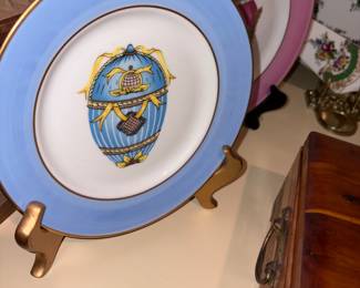Egg Collectible plates on stands 