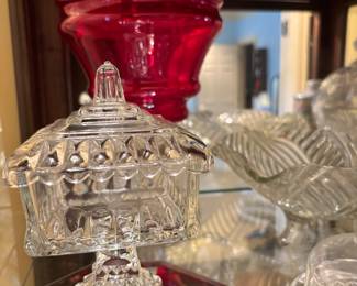 Entrance hallway - items in Curio Cabinet
Clear glass candy dish