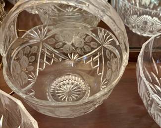 Entrance hallway - items in Curio Cabinet
Handled cut glass bowl