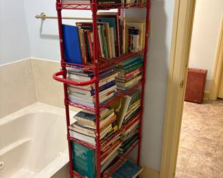 Master bathroom - rolling book cart