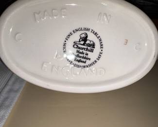 Brand name on dishes made in England  - Churchill is brand 