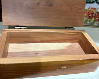 Master bedroom closets- small wooden box (opened)