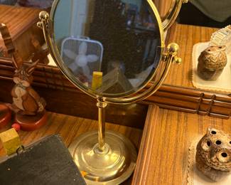 Bedroom - framed glass hand mirror on stand 