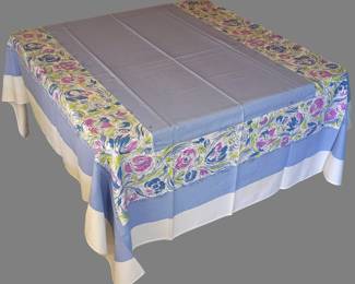 3891 Periwinkle w flower border Tablecloth