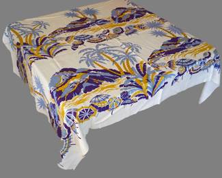 3881 Purple Gold Umbrella Palms Tablecloth