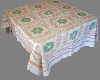 3884 Pink w Green flowers Tablecloth