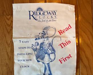 BUY IT NOW! $395.00. Call Jan at 314 960-5700. Ridgeway Clock. 54" W x 11 1/2" D x 82" H.