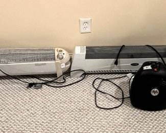 variety of space heaters, GE 50 pint dehumidifier.