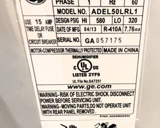 GE 50 Pint dehumidifier.
