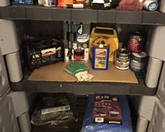 Misc. car care products, new tarp,.
