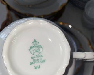 Large White W/ Gold Trim China Set (Germany)