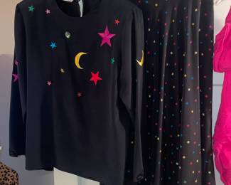 FABULOUS Clothing Collection Featuring Many Vintage Pieces From The 1980s Like.....Western Wear, Velvet Smoking Jackets, Corduroy Pants, Colorful Pant Suits, Snakeskin Sweaters, Rhinestoned & Bedazzled Blazers, Bell Bottom Dresses, Etc.