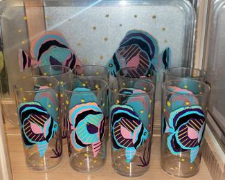 Vintage Fish Motif Cup & Tray Set