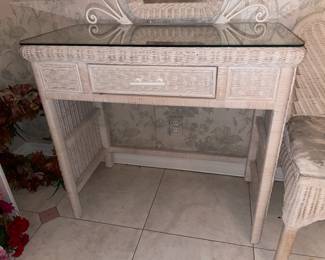 Wicker Vanity W/ Chair