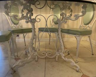 BEAUTIFUL Wrought Iron Dining Table W/ Glass Top & 6 Chairs