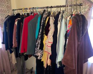 FABULOUS Clothing Collection Featuring Many Vintage Pieces From The 1980s Like.....Western Wear, Velvet Smoking Jackets, Corduroy Pants, Colorful Pant Suits, Snakeskin Sweaters, Rhinestoned & Bedazzled Blazers, Bell Bottom Dresses, Etc.