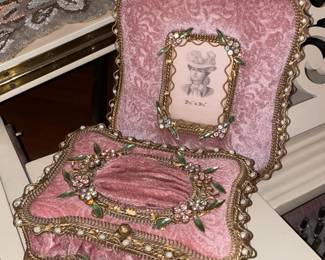 Upholstered Trinket Box & Picture Frame Set