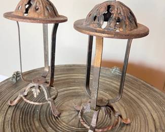 Vintage Pair of Wrought Iron Candle Holders 
