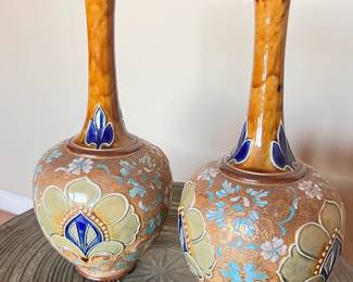 A Pair of Vintage Cloisonne Long Neck Jars