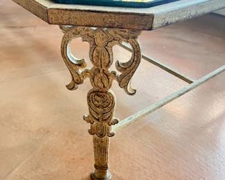 A Large Wrought Iron and Glass Coffee Table