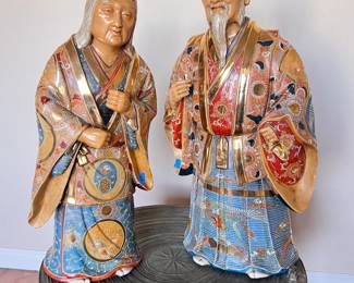 Vintage Japanese Ceramic Figure of a Man and Woman
