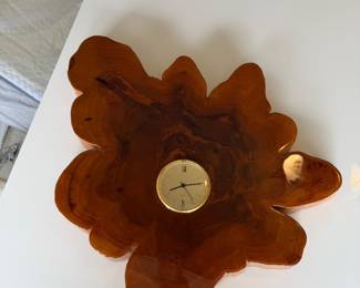 Mid-century modern real wood wall clock