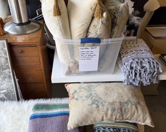 Throw pillows, anthropology towels
