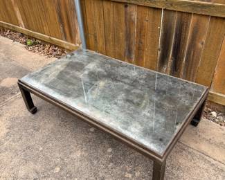 Mid-century modern mercury glass, low profile table