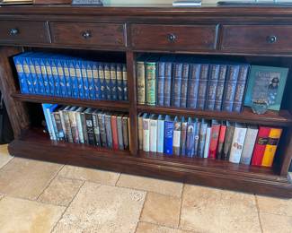 book shelf measures 5'10" long x 40" tall x 13" deep (books not for sale)