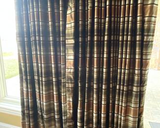 Custom 'blackout' silk drapes. 6 panels in total, panel sizes vary