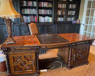 Maitland Smith leather top desk 7' 1" x 30" desk