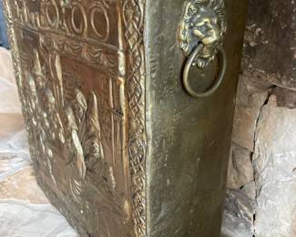 Antique brass tinder box 18" x 7" x 22"