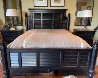 Tommy Bahama king bed frame/headboard/footboard. (mattress and linens not for sale)