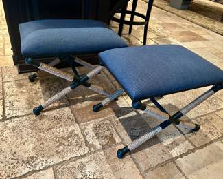 pair of Uttermost stools (with rope wrapped legs)