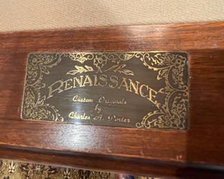 Renaissance 9' pool table. "Custom Originals by Charles A. Porter"