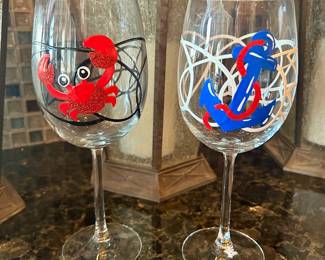 Hand painted wine glasses 