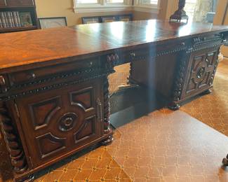 Maitland Smith leather top desk 7' 1" x 30" desk